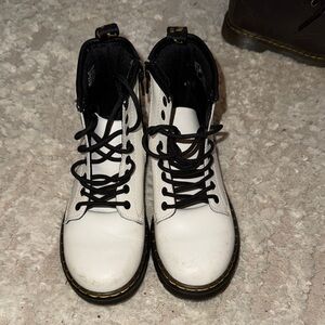 Girls White Lace-Up Dr. Martens Combat Boots